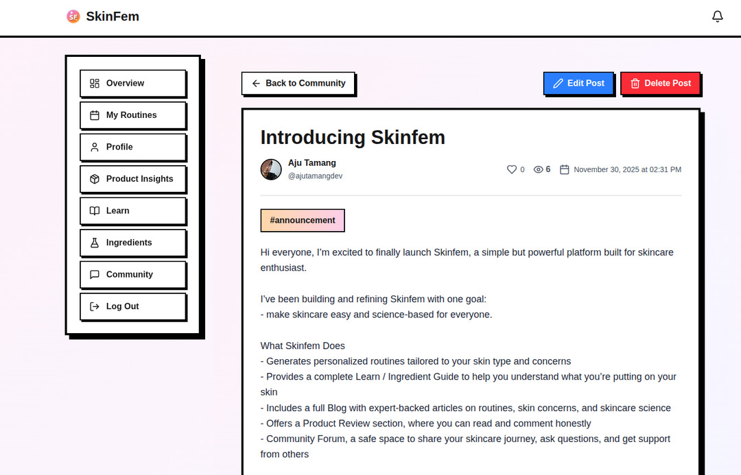 Skinfem announcement